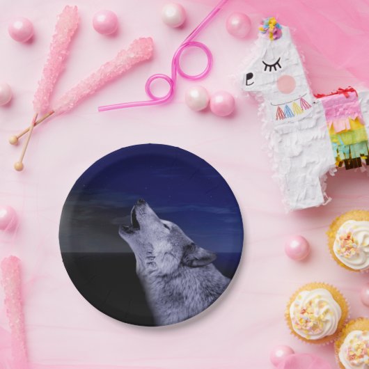 オオカミは海の月に向かって吠える ペーパープレート (パーティー)