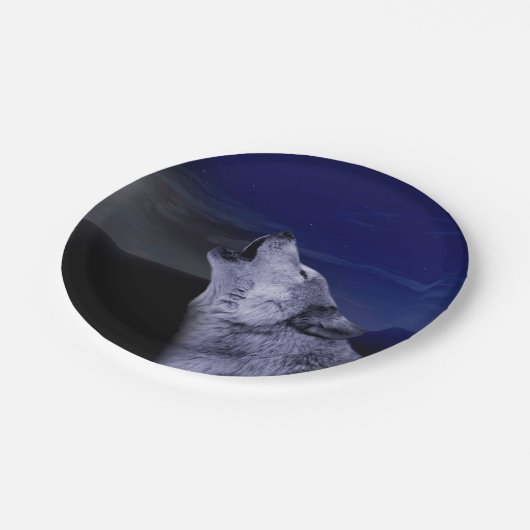 オオカミは海の月に向かって吠える ペーパープレート (アングル)