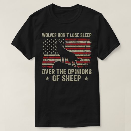 オオカミは羊の意見に左右されない Tシャツ (デザイン正面)
