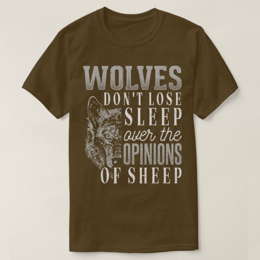 オオカミは羊の意見を無視して眠れない Tシャツ (デザイン正面)