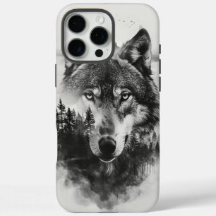 オオカミは霧がかった森の中を凝視する iPhone 16 PRO MAXケース