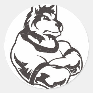 オオカミまたはオオカミのマスコット ラウンドシール