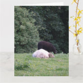 オオカミをシープを守るようにセットして、グリーティングカード カード (黄色い花)