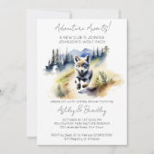 オオカミをテーマにした冒険がベビーシャワーを待っています 招待状 (正面)