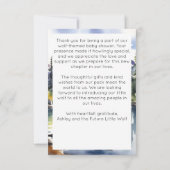 オオカミをテーマにした冒険が赤ちゃんのシャワーを待つ サンキューカード (裏面)