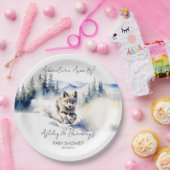 オオカミをテーマにした冒険が赤ちゃんのシャワーを待つ ペーパープレート (パーティー)