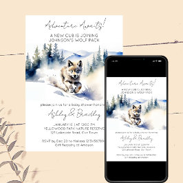 オオカミをテーマにした冒険が赤ちゃんのシャワーを待つ 招待状