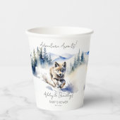 オオカミをテーマにした冒険が赤ちゃんのシャワーを待つ 紙コップ (正面)
