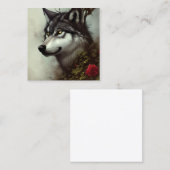 オオカミを描くバラと胸付きデジタルグラフィック スクエア名刺 (正面/裏面)