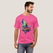 オオカミカラフル野生動物 Tシャツ (正面フル)