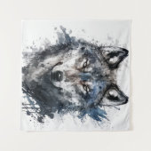 オオカミポートレート絵画動物の野生動物アウトドア タペストリー (正面(横))