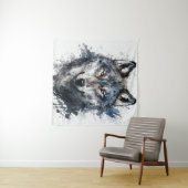 オオカミポートレート絵画動物の野生動物アウトドア タペストリー (インサイチュ(横))
