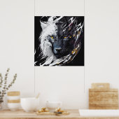オオカミポートレート絵画動物の野生生物の冒険 ポスター (キッチン)