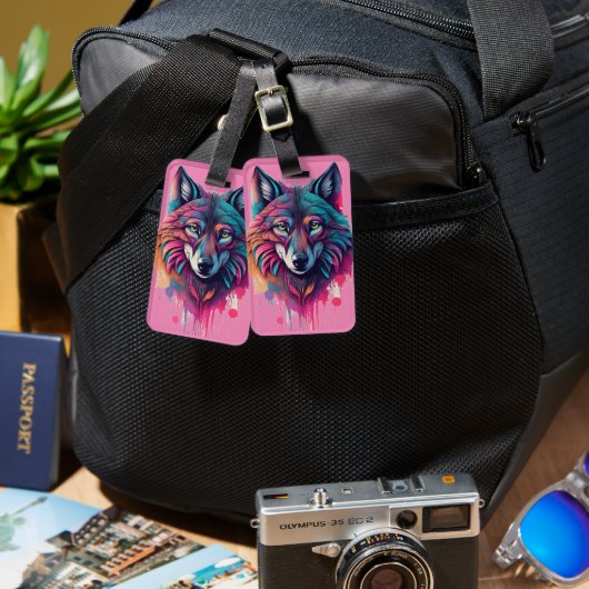 オオカミポートレート ラゲッジタグ (正面&裏面)