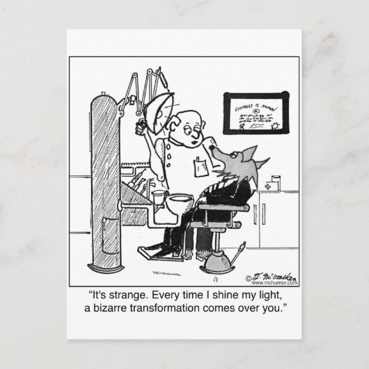 オオカミ人連れの歯科医 ポストカード (正面)