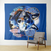 オオカミ先住民動物霊 タペストリー (インサイチュ(横))