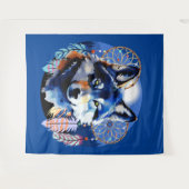 オオカミ先住民動物霊 タペストリー (正面(横))