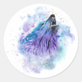 オオカミ動物色ベストギフト ラウンドシール