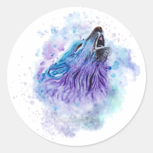 オオカミ動物色ベストギフト ラウンドシール (正面)