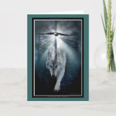 オオカミ及びワシの動物愛好家の平和挨拶カード カード (正面)