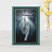 オオカミ及びワシの野性生物の芸術挨拶カード カード (黄色い花)