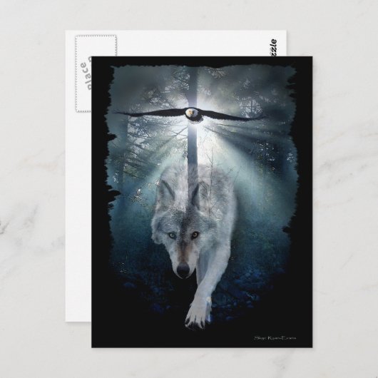 オオカミ及びワシの野性生物の郵便はがきシリーズ ポストカード (正面/裏面)