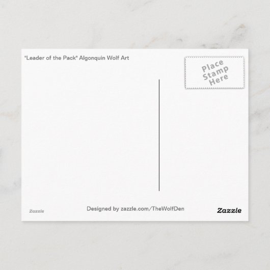 オオカミ及び冬の森林野性生物の芸術カード ポストカード (裏面)