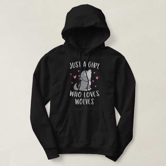 オオカミ好きな女の子のためのキュートなTシャツ 狼が大好きな女の子にぴったり パーカ (デザイン正面)