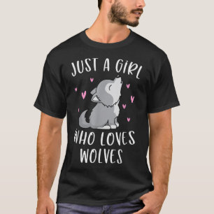オオカミ好きな女の子のためのキュートなTシャツ 狼が大好きな女の子にぴったり Tシャツ
