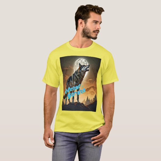 オオカミ威厳のあるが月で泣く – 冬のソナタ Tシャツ (正面フル)