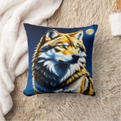 オオカミ威厳のあるが月明かりの下で。 クッション (ブランケット)