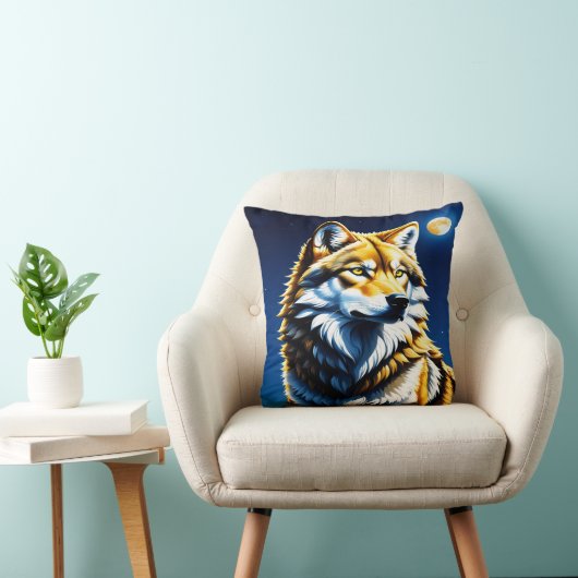 オオカミ威厳のあるが月明かりの下で。 クッション (椅子)