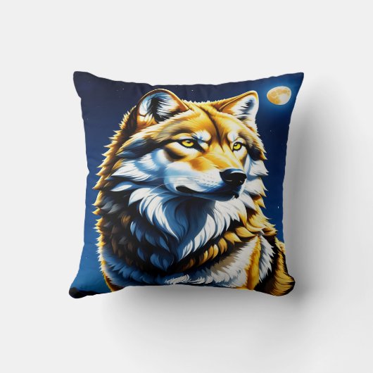 オオカミ威厳のあるが月明かりの下で。 クッション (裏面)