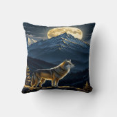 オオカミ威厳のあるが満月の光の下で泣いている クッション (裏面)