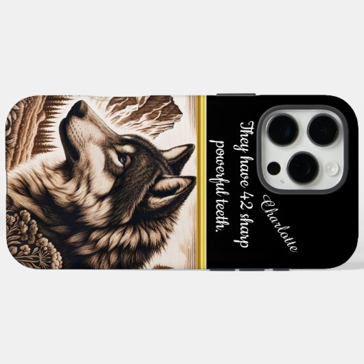 オオカミ威厳のあるが穏やかな山の風景を眺める Case-Mate iPhoneケース (裏面 (横))