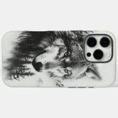 オオカミ威厳のあるが霧がかった森の風景を眺める Case-Mate iPhoneケース (裏面 (横))