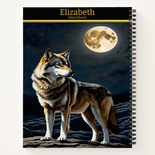 オオカミ威厳のあるは明るい月明かりの下で吠えている ノートブック (裏面)