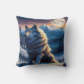 オオカミ威厳のあるは月明かりのピークの下にある。 クッション (正面)