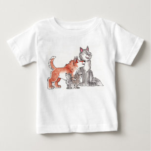 オオカミ家族の乳児のTシャツ ベビーTシャツ