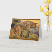 オオカミ家族の父の日グリーティングカード カード (黄色い花)