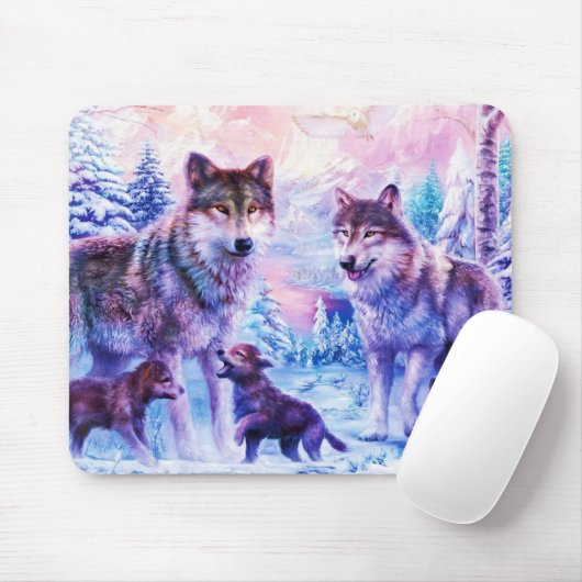 オオカミ家族 マウスパッド (マウス)