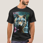 オオカミ川に立つ花 Tシャツ (正面)