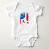 オオカミ愛好家のためのアメリカ国旗のオオカミデザイン ベビーボディスーツ (正面)