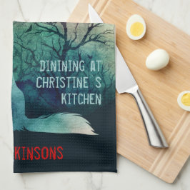 オオカミ愛好家ナイスダークティール（緑がかった色）美学カスタム キッチンタオル