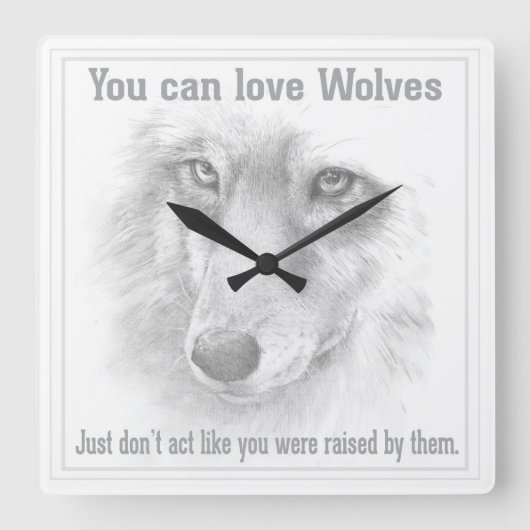 オオカミ時計 スクエア壁時計 (正面)