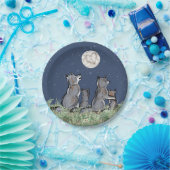 オオカミ月で泣く夜の星動物 ペーパープレート (パーティー)