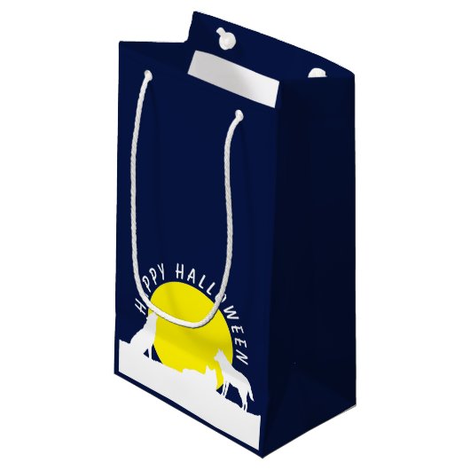 オオカミ月明かりの中で、ハッピーハローウィン小さなギフトバ スモールペーパーバッグ (正面アングル)