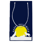 オオカミ月明かりの中で、ハッピーハローウィン小さなギフトバ スモールペーパーバッグ (正面)