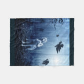 オオカミ毛布、白いオオカミの投球、野性生物の装飾 フリースブランケット (正面(横))