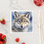 オオカミ水彩ポートレート スタンダードカクテルナプキン (インサイチュ)